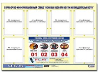 Стенд информационный "Основы безопасности жизнедеятельности" (80*110, 6 карманов) - fgospostavki.ru - Щёлково