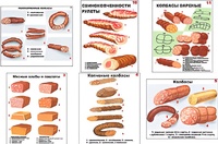 Плакаты ПРОФТЕХ "Ассортимент колбасной и мясной продукции" (11 пл, винил, 70х100) - fgospostavki.ru - Щёлково