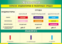 Таблица "Окраска индикаторов в различных средах" (100х140 сантиметров, винил) - fgospostavki.ru - Щёлково