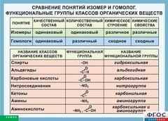 Таблица. Сравнение понятий изомер и гомолог. Функциональные группы классов органических веществ. - fgospostavki.ru - Щёлково