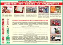 Таблица "Действия при пожаре на предприятии" (100х140 сантиметров, винил) - fgospostavki.ru - Щёлково
