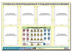 Стенд информационный "Правила техники безопасности в кабинете физики" (80х110, 6 карманов) - fgospostavki.ru - Щёлково