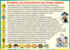 Таблица "Правила безопасности на уроке химии" (100х140 сантиметров, винил) - fgospostavki.ru - Щёлково