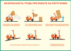 Таблица "Безопасность труда при работе на погрузчике" (100х140 сантиметров, винил) - fgospostavki.ru - Щёлково