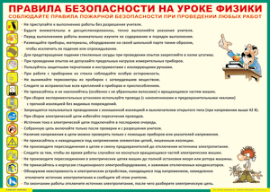 Таблица "Правила безопасности на уроке физики" (100х140 сантиметров, винил) - fgospostavki.ru - Щёлково