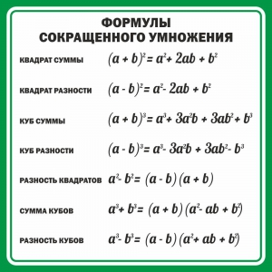 Стенд "Формулы сокращенного умножения" Вариант 2 - fgospostavki.ru - Щёлково