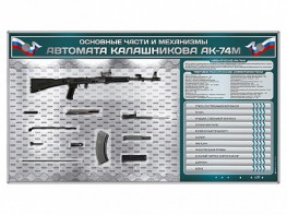 Электрифицированный стенд "Основные части и механизмы автомата Калашникова АК-74М" с полноразмерными, оригинальными макетами деталей и механизмов под стеклом - fgospostavki.ru - Щёлково