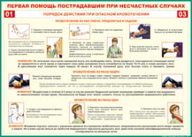 Таблица "Порядок действий при опасном кровотечении" (100х140 сантиметров, винил) - fgospostavki.ru - Щёлково