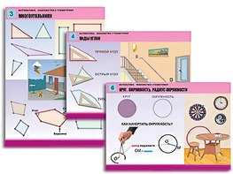 Комплект таблиц "Математика. Знакомство с геометрией" (6 таблиц, формат А1, ламинированные) - fgospostavki.ru - Щёлково