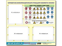 Стенд информационный "Правила техники безопасности в кабинете физики" (75*70, 3 кармана) - fgospostavki.ru - Щёлково