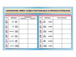 Фрагмент (демонстрационный) маркерный (двухсторонний) "Склонение имен существительных и прилагательных" - fgospostavki.ru - Щёлково