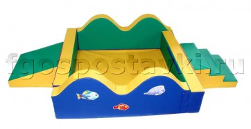 Сухой бассейн "Волна-1" 1,5х1,5м с аппликацией лестницой и скатом - fgospostavki.ru - Щёлково